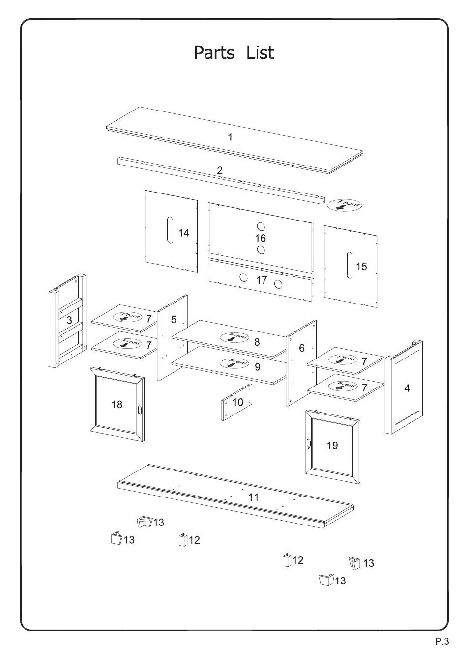 Walker Edison Furniture W70C25SDES 70 Wood TV Console w/ Sliding Doors User Manual | Page 3 / 18