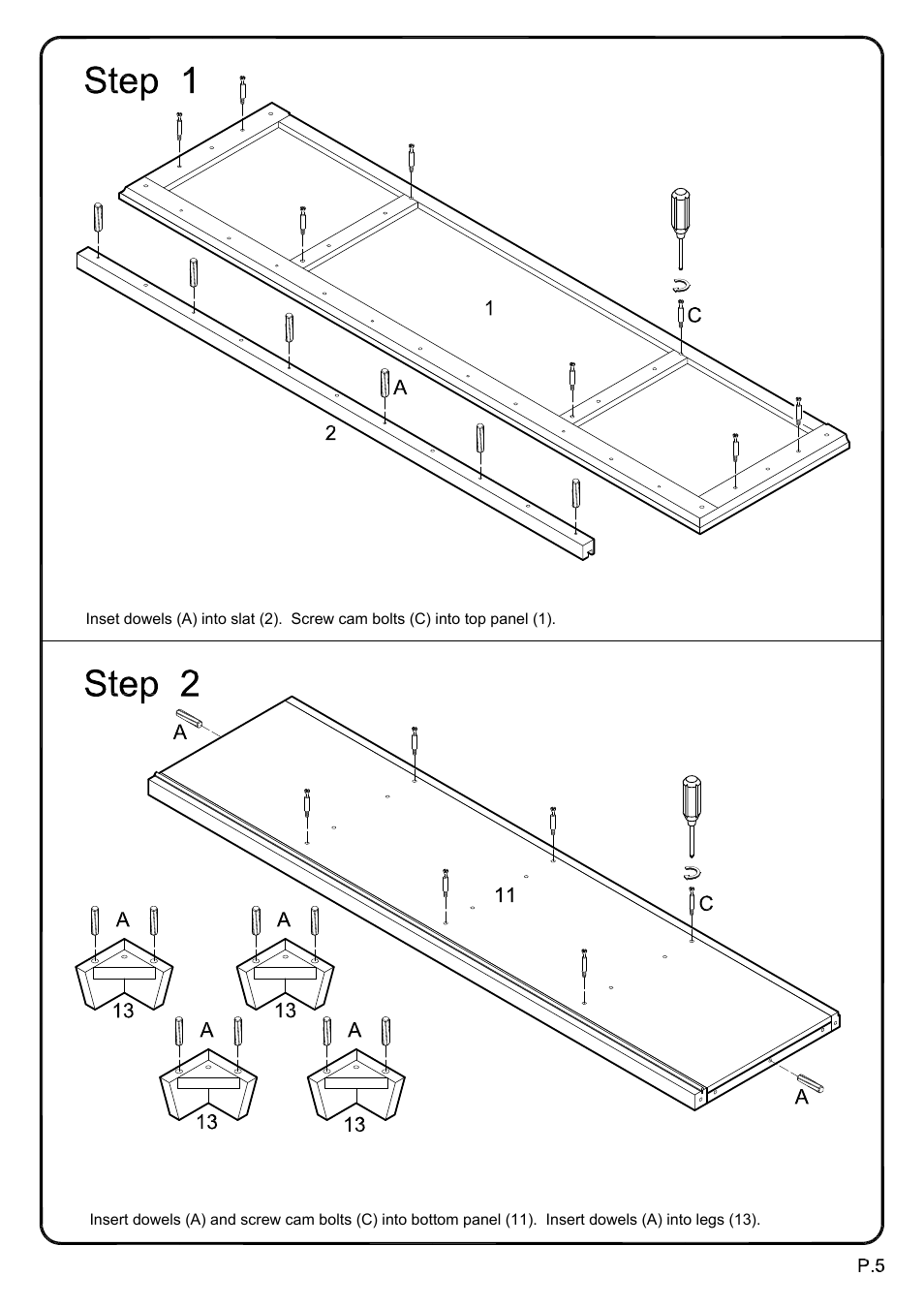 Walker Edison Furniture W70C25SDES 70 Wood TV Console w/ Sliding Doors User Manual | Page 5 / 18