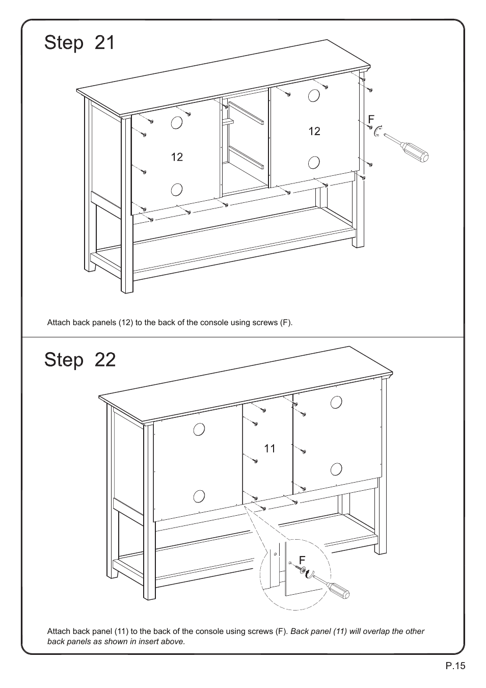 Walker Edison Furniture W52C4CT 52 TV Console Table User Manual | Page 15 / 21