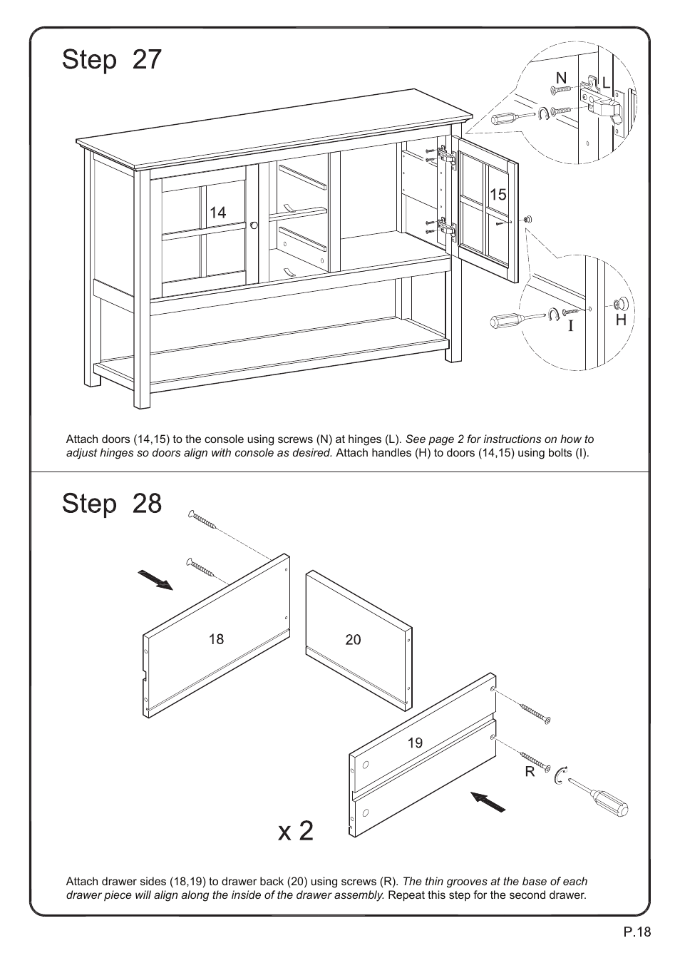 Walker Edison Furniture W52C4CT 52 TV Console Table User Manual | Page 18 / 21