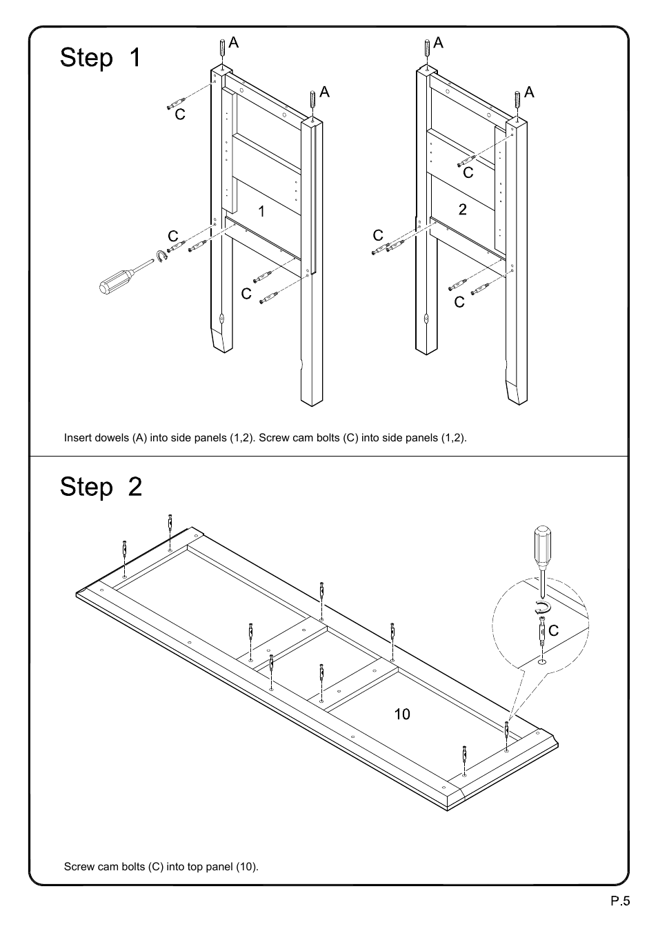 Walker Edison Furniture W52C4CT 52 TV Console Table User Manual | Page 5 / 21