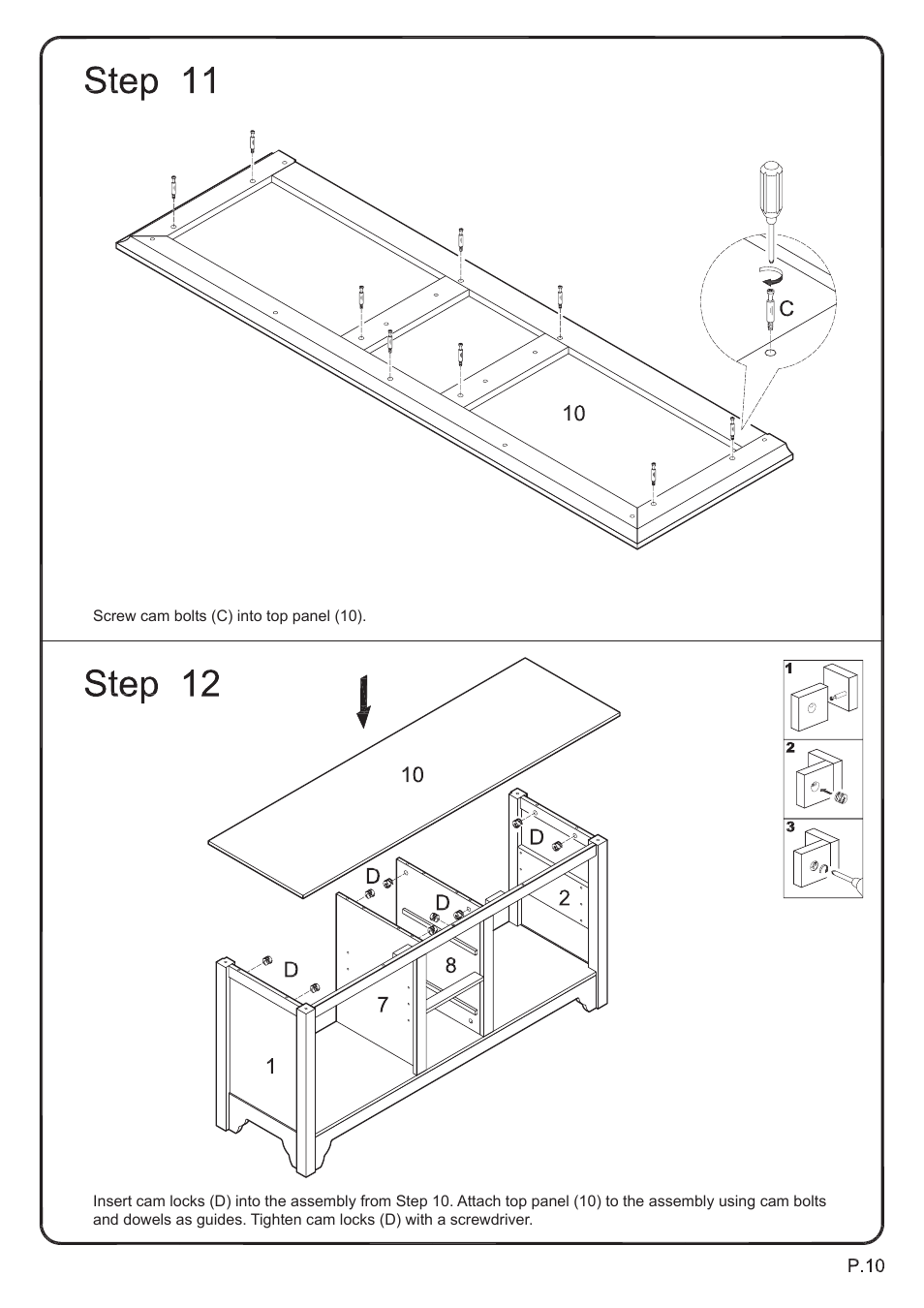 Walker Edison Furniture W52C2DW 52 TV Console User Manual | Page 10 / 15