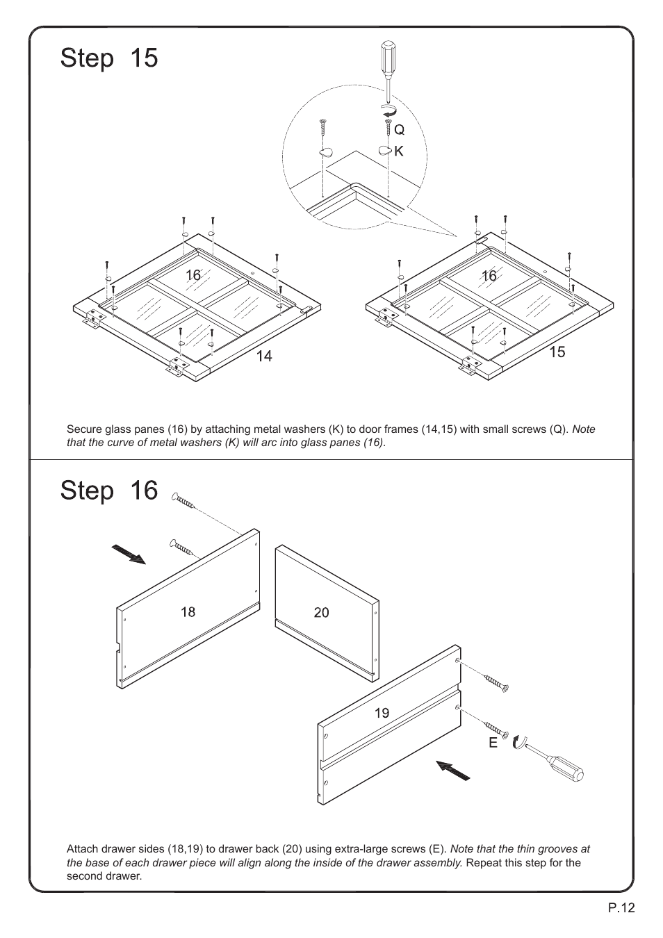 Walker Edison Furniture W52C2DW 52 TV Console User Manual | Page 12 / 15
