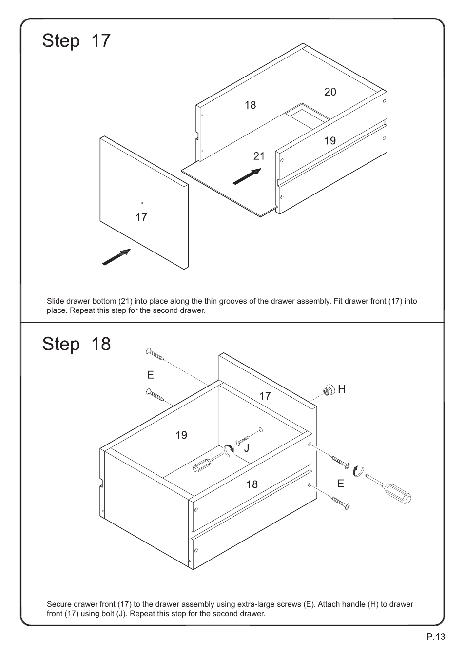 Walker Edison Furniture W52C2DW 52 TV Console User Manual | Page 13 / 15