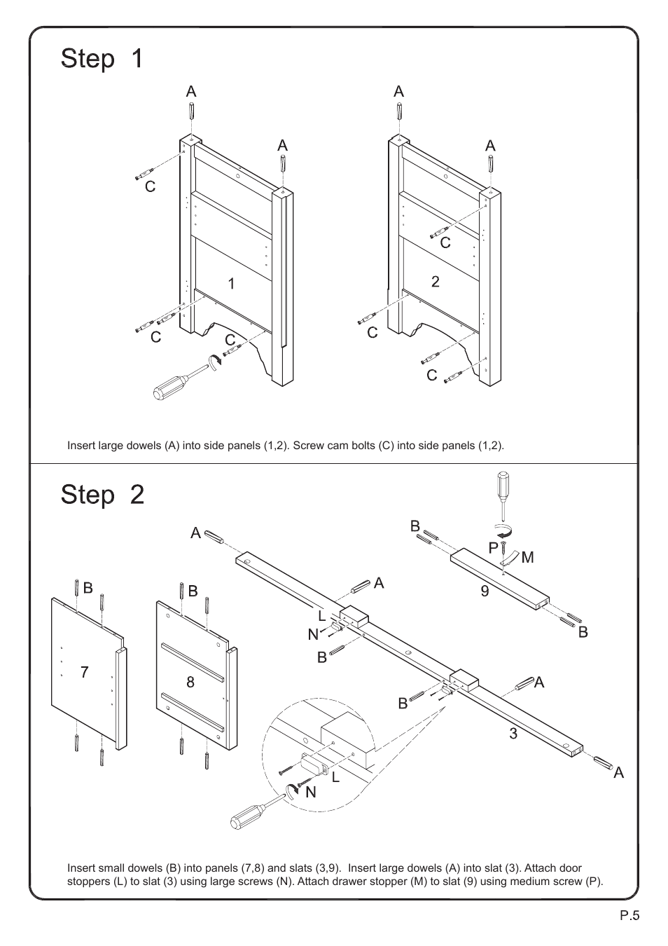 Walker Edison Furniture W52C2DW 52 TV Console User Manual | Page 5 / 15