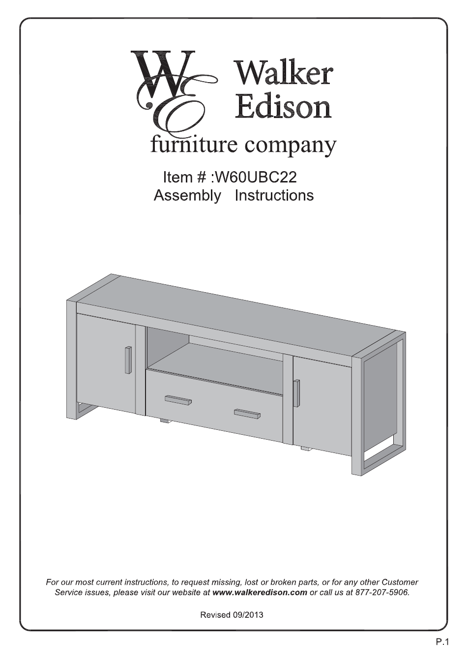 Walker Edison Furniture W60UBC22 60 Urban Blend TV Stand User Manual | 15 pages