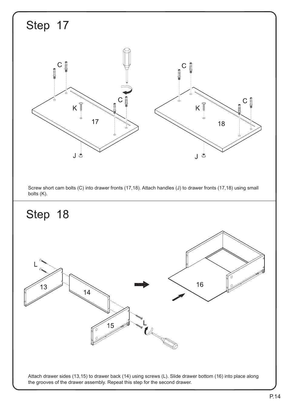 Walker Edison Furniture P60CMP-MT 60 TV Console User Manual | Page 14 / 18
