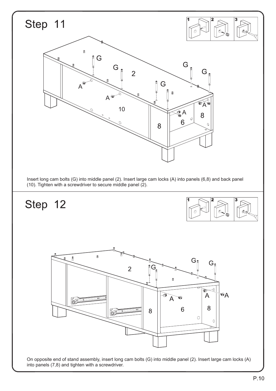 Walker Edison Furniture P60CMP 60 TV Console User Manual | Page 10 / 15