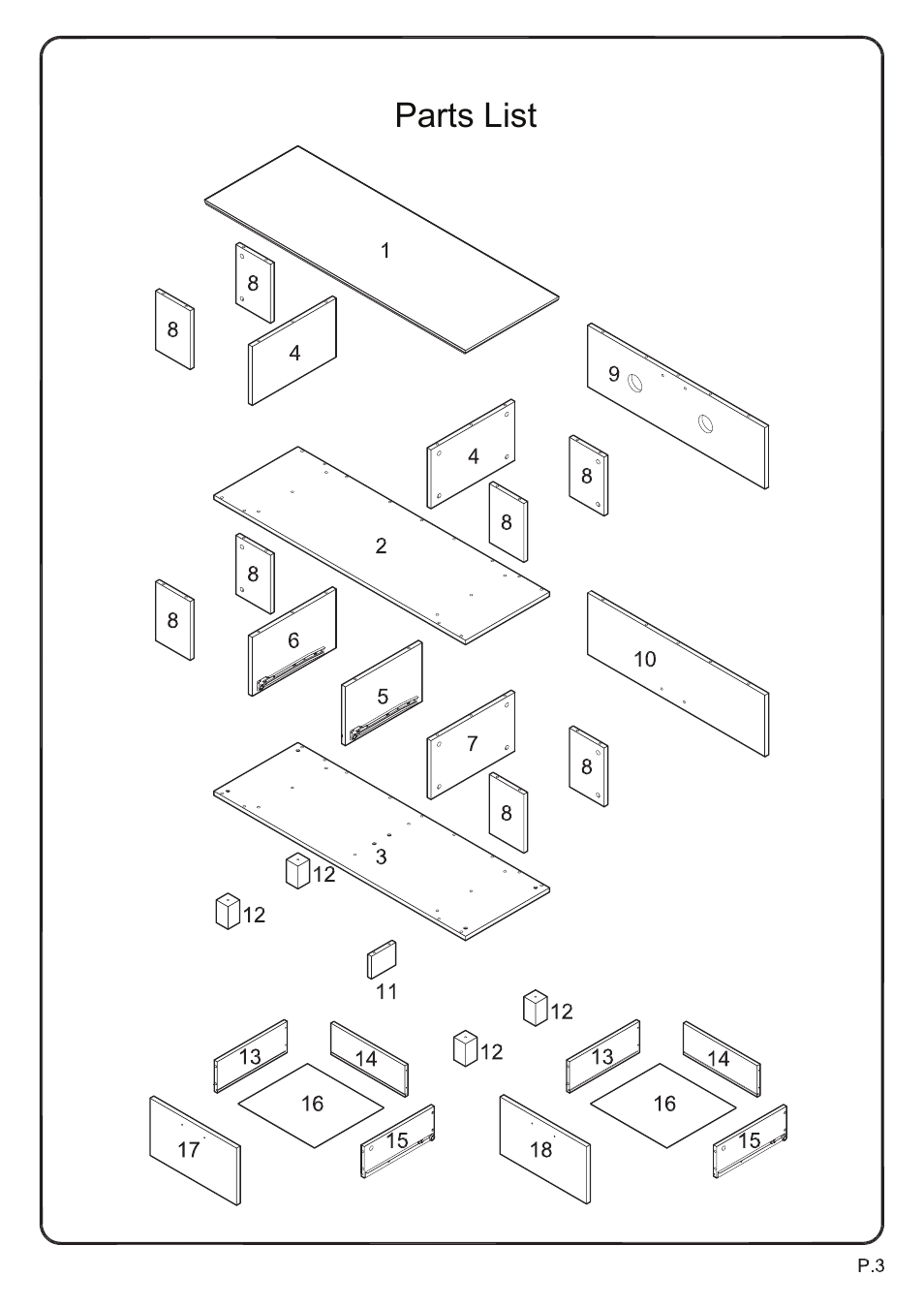 Walker Edison Furniture P60CMP 60 TV Console User Manual | Page 3 / 15