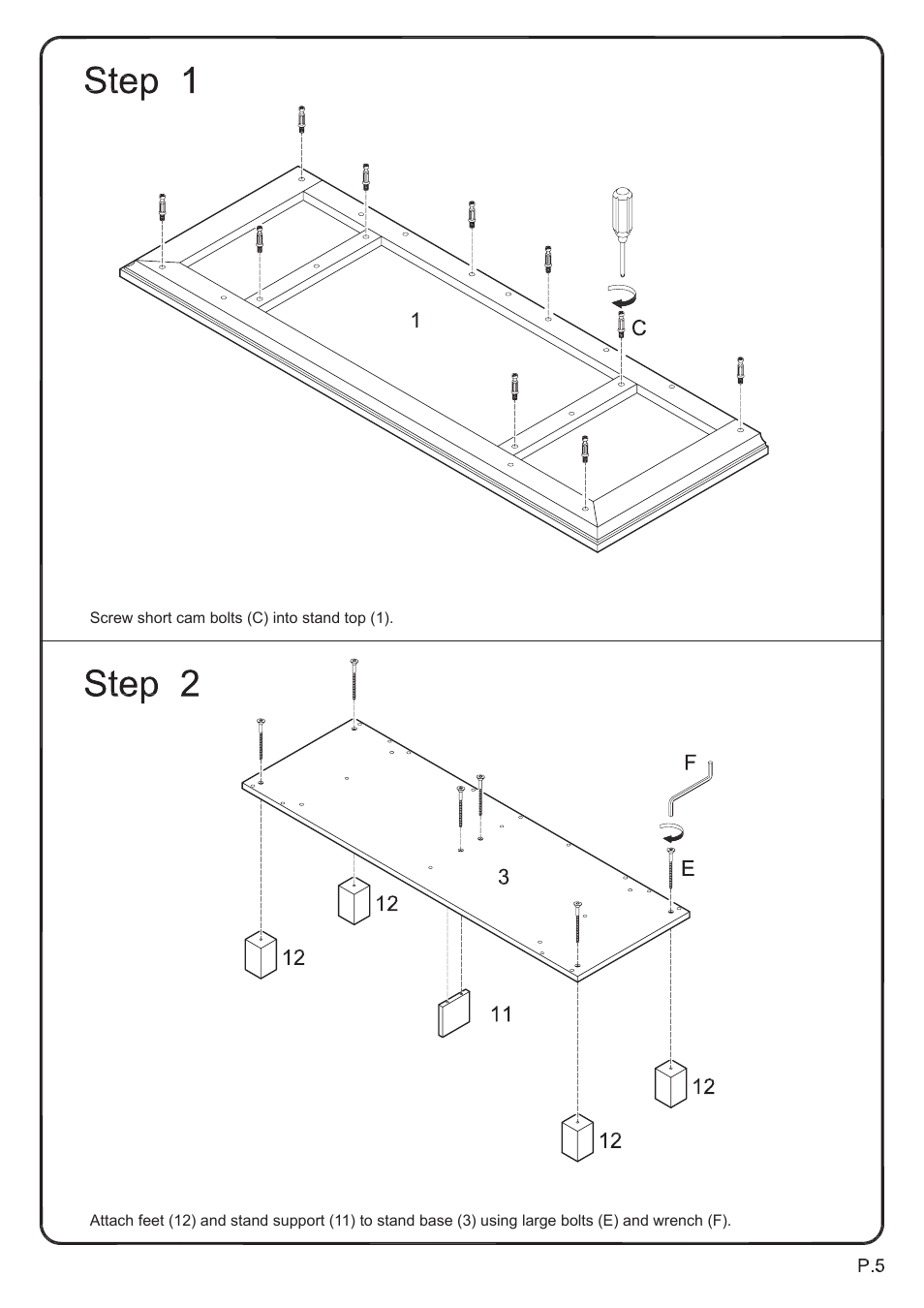 Walker Edison Furniture P60CMP 60 TV Console User Manual | Page 5 / 15