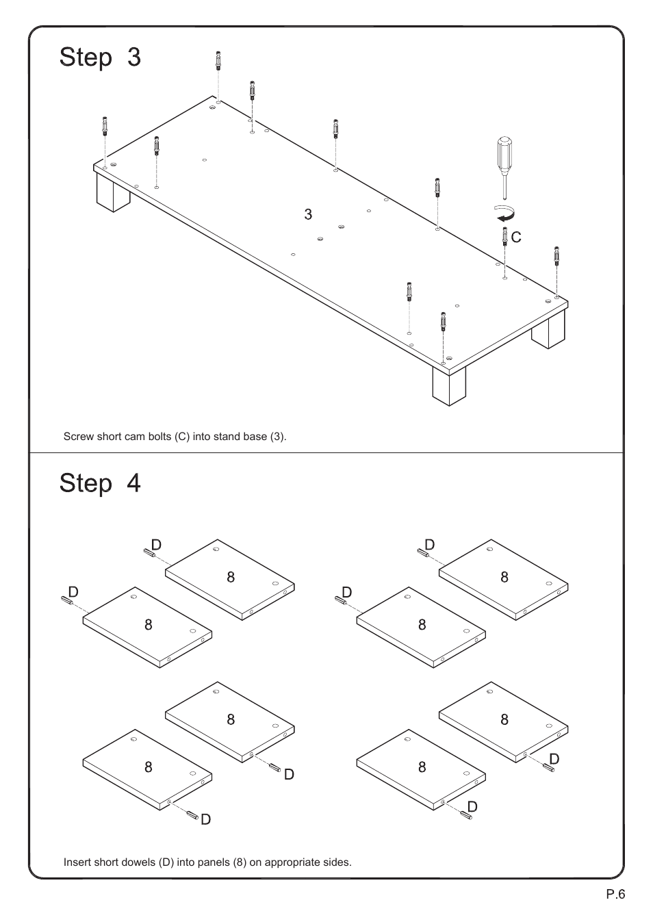 Walker Edison Furniture P60CMP 60 TV Console User Manual | Page 6 / 15