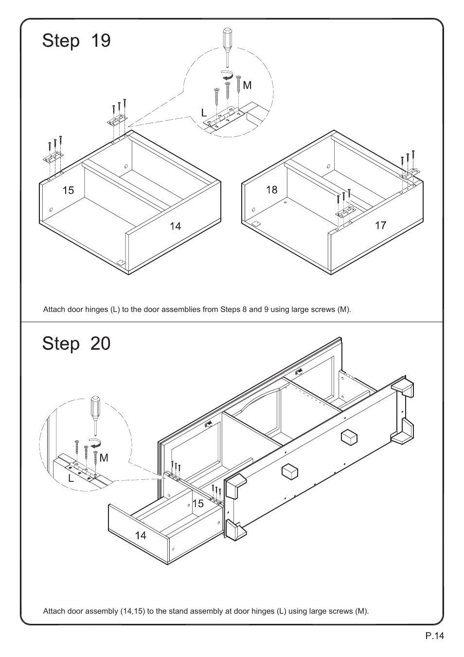 Walker Edison Furniture W60C73 60 Storage TV Console User Manual | Page 14 / 16