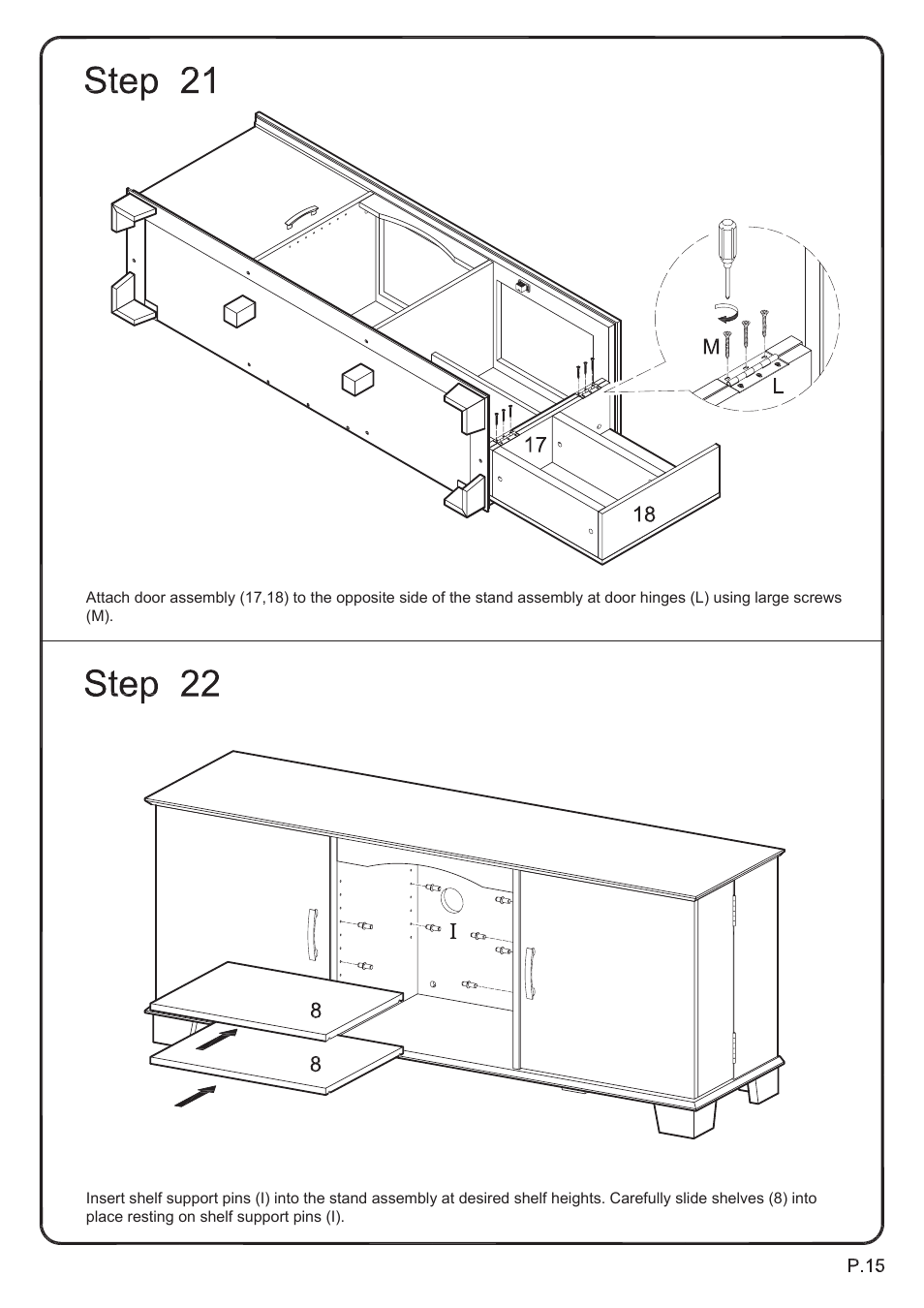 Walker Edison Furniture W60C73 60 Storage TV Console User Manual | Page 15 / 16