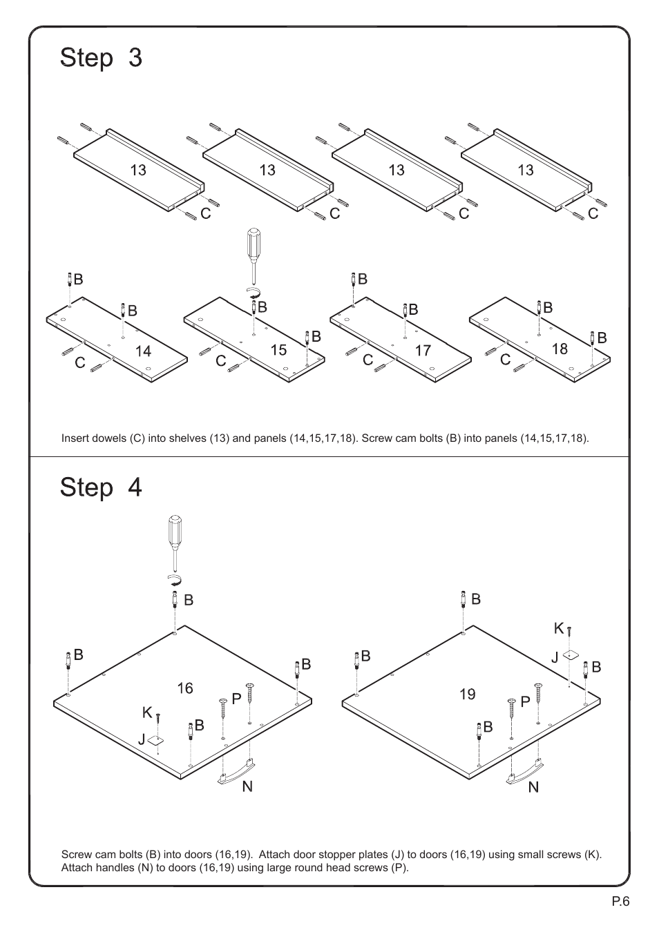 Walker Edison Furniture W60C73 60 Storage TV Console User Manual | Page 6 / 16