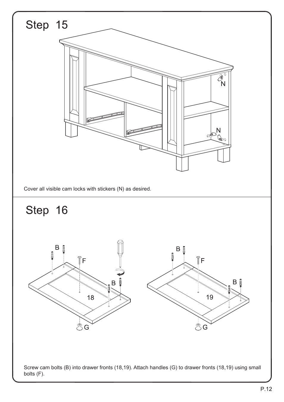 Walker Edison Furniture WQ44CMP 44 TV Console User Manual | Page 12 / 15