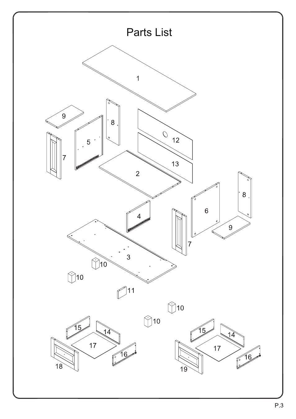 Walker Edison Furniture WQ44CMP 44 TV Console User Manual | Page 3 / 15