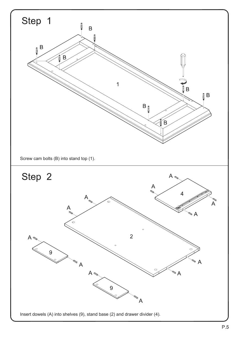 Walker Edison Furniture WQ44CMP 44 TV Console User Manual | Page 5 / 15