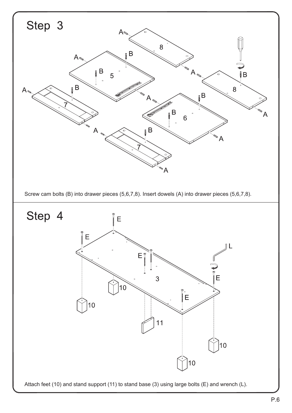 Walker Edison Furniture WQ44CMP 44 TV Console User Manual | Page 6 / 15