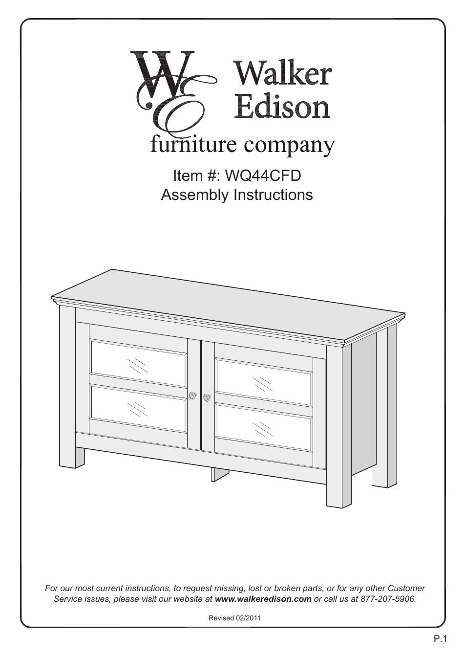 Walker Edison Furniture WQ44CFD 44 Coronado TV Console User Manual | 14 pages