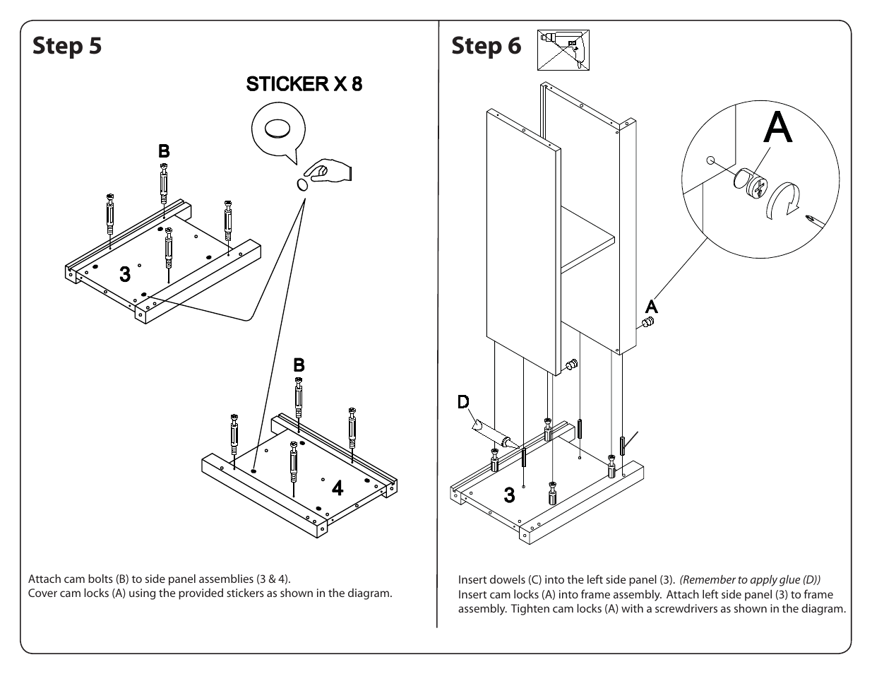 Step 5 step 6 | Walker Edison Furniture W44CFDBL 44 Coronado TV Console User Manual | Page 7 / 12