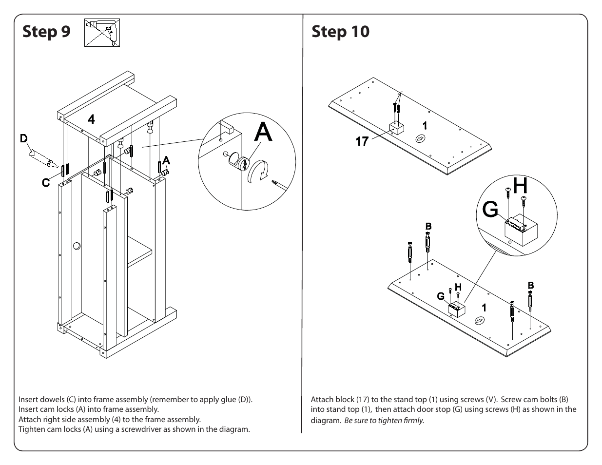 Step 9 step 10 | Walker Edison Furniture W44CFDBL 44 Coronado TV Console User Manual | Page 9 / 12