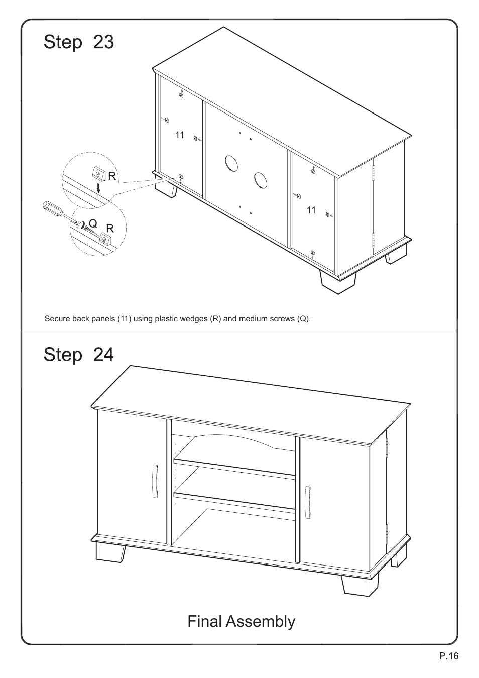 Final assembly | Walker Edison Furniture W42C77 Morristown 42 TV Console User Manual | Page 16 / 16