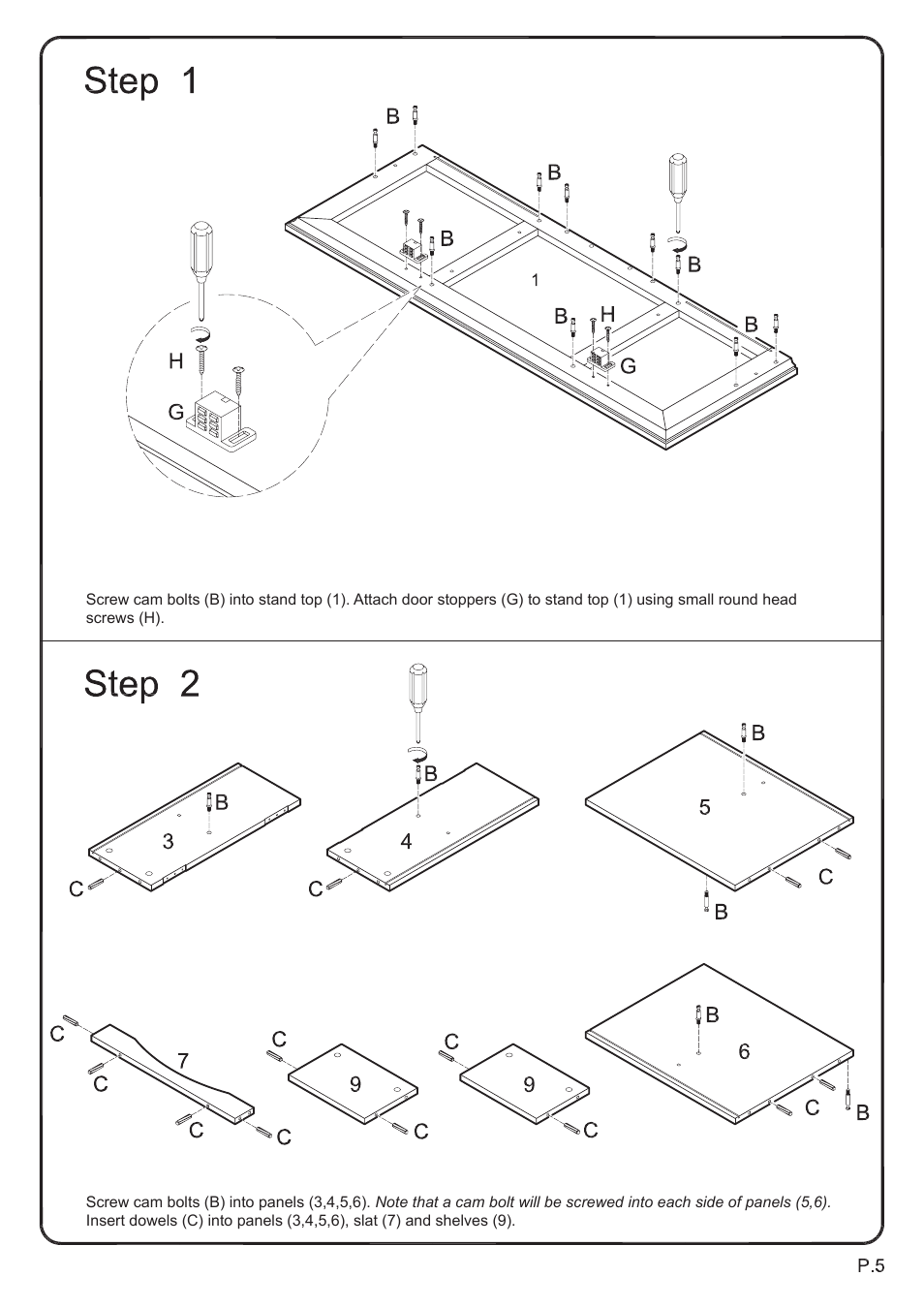 Walker Edison Furniture W42C77 Morristown 42 TV Console User Manual | Page 5 / 16