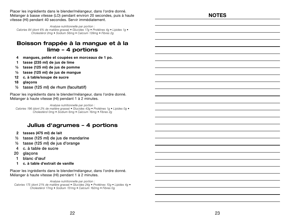 Julius d'agrumes – 4 portions | Waring Pro HPB300 User Manual | Page 12 / 13