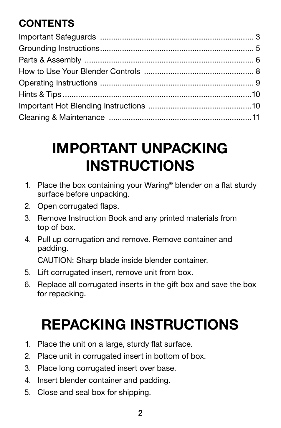 Waring Pro MBB1000 User Manual | Page 2 / 12