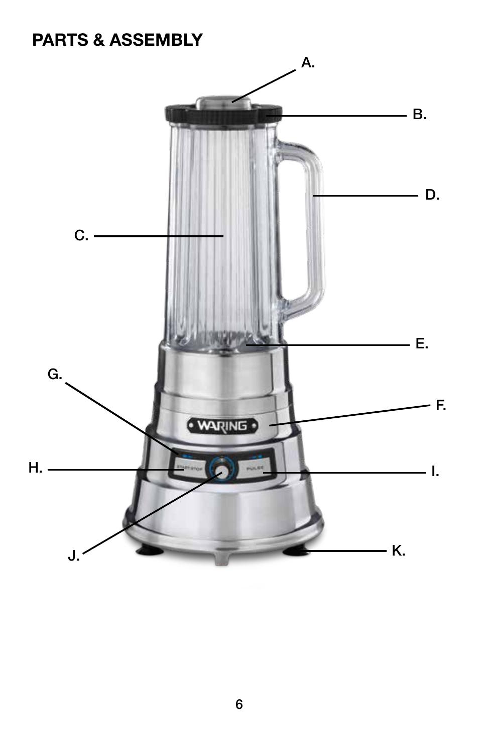Parts & assembly | Waring Pro MBB1000 User Manual | Page 6 / 12