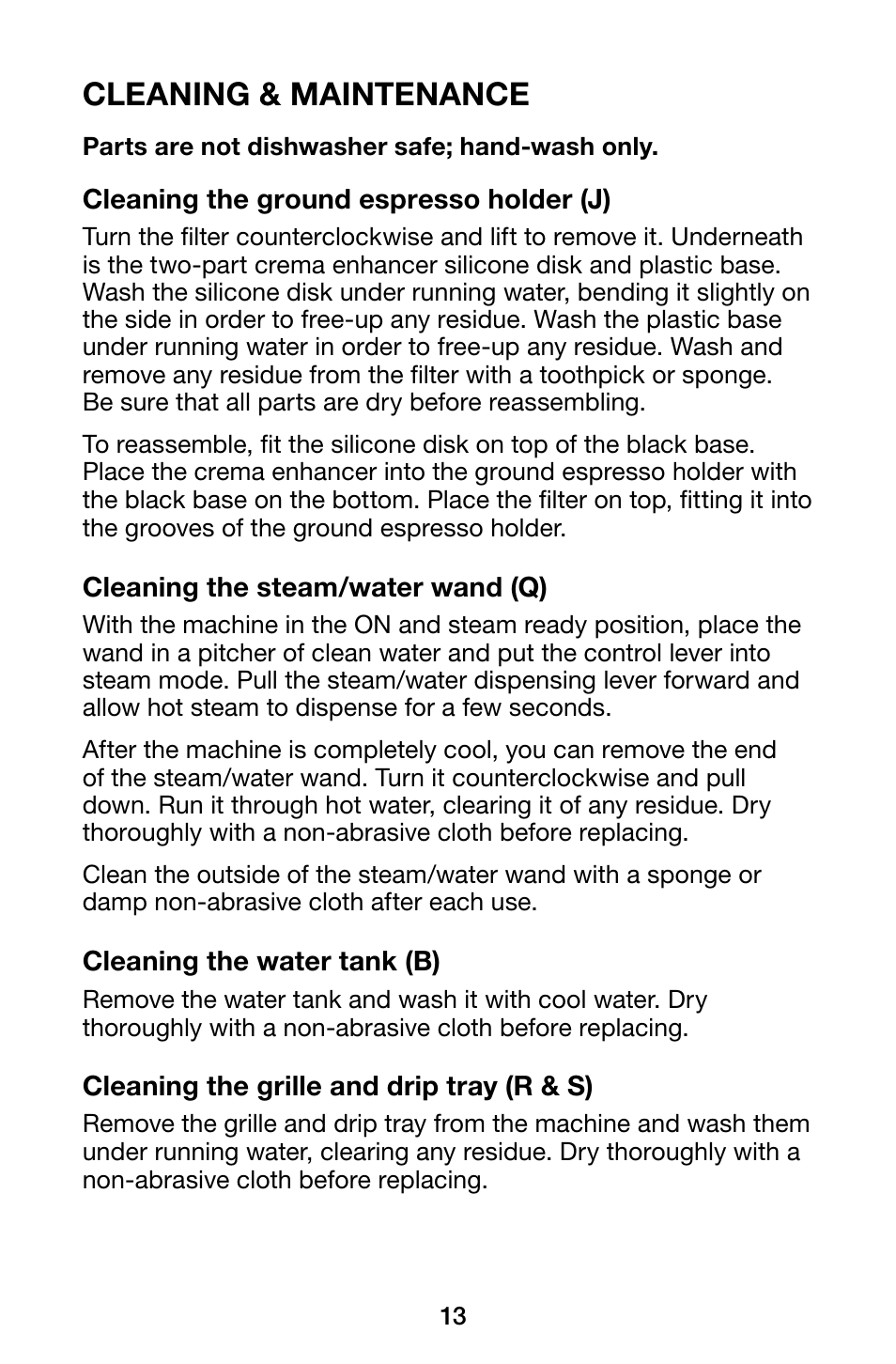 Cleaning & maintenance | Waring Pro ES1500 User Manual | Page 13 / 20