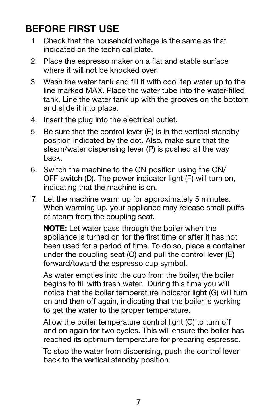Before first use | Waring Pro ES1500 User Manual | Page 7 / 20