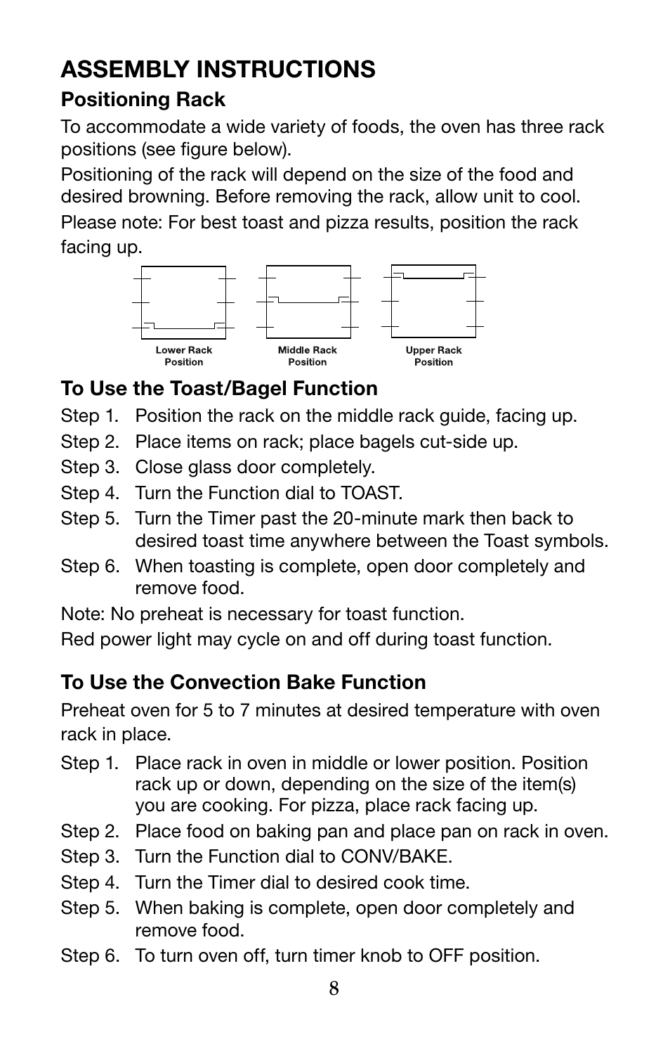 Assembly instructions | Waring Pro TCO600 User Manual | Page 8 / 12