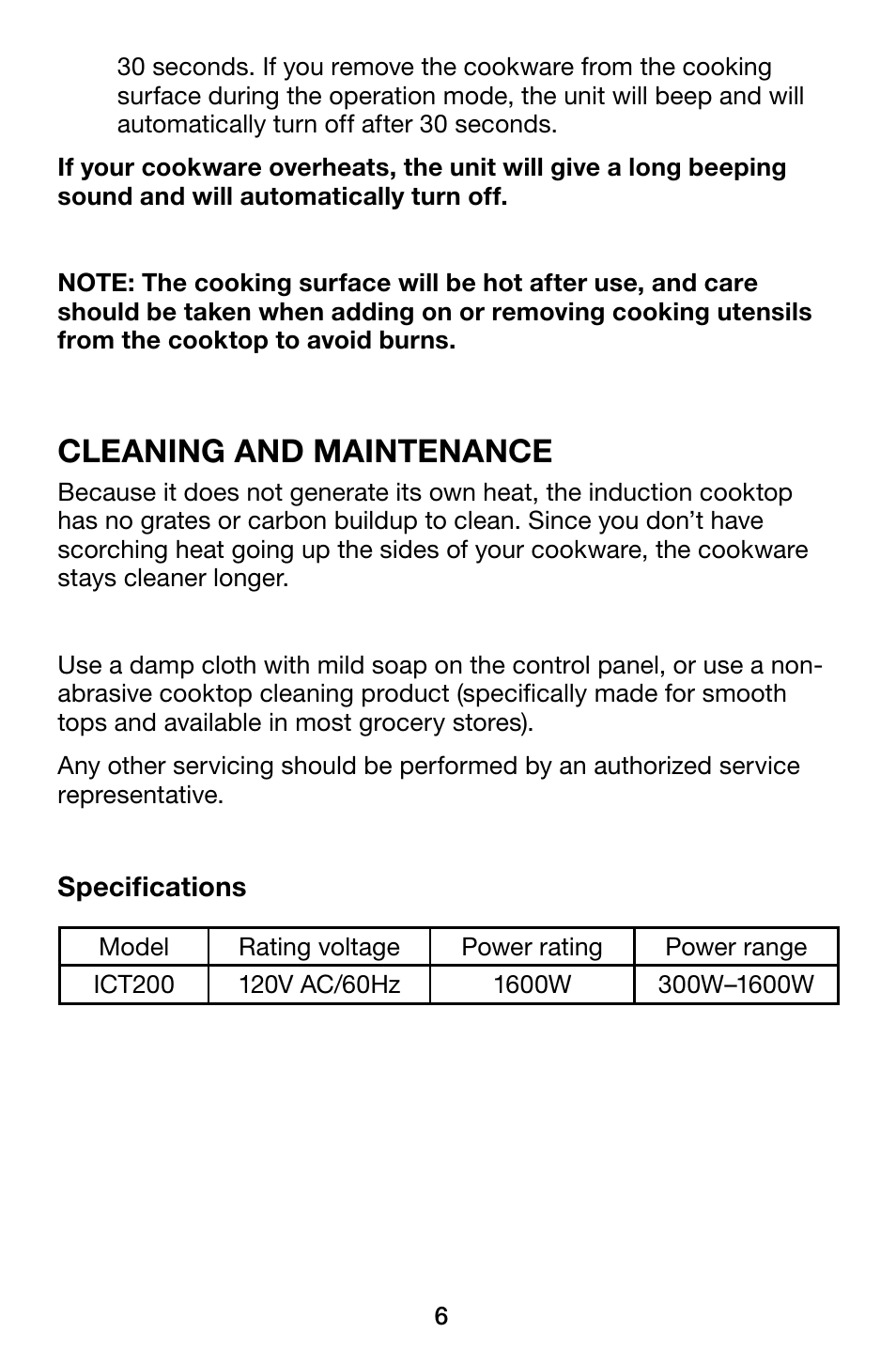 Cleaning and maintenance | Waring Pro ICT200 User Manual | Page 7 / 8