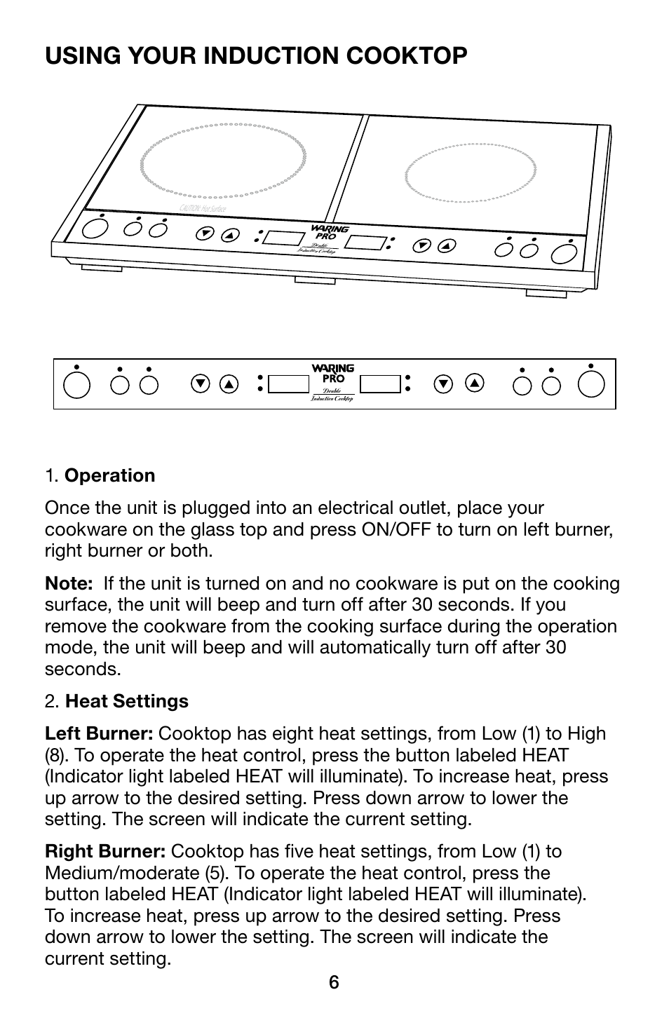 Using your induction cooktop | Waring Pro ICT400 User Manual | Page 6 / 8