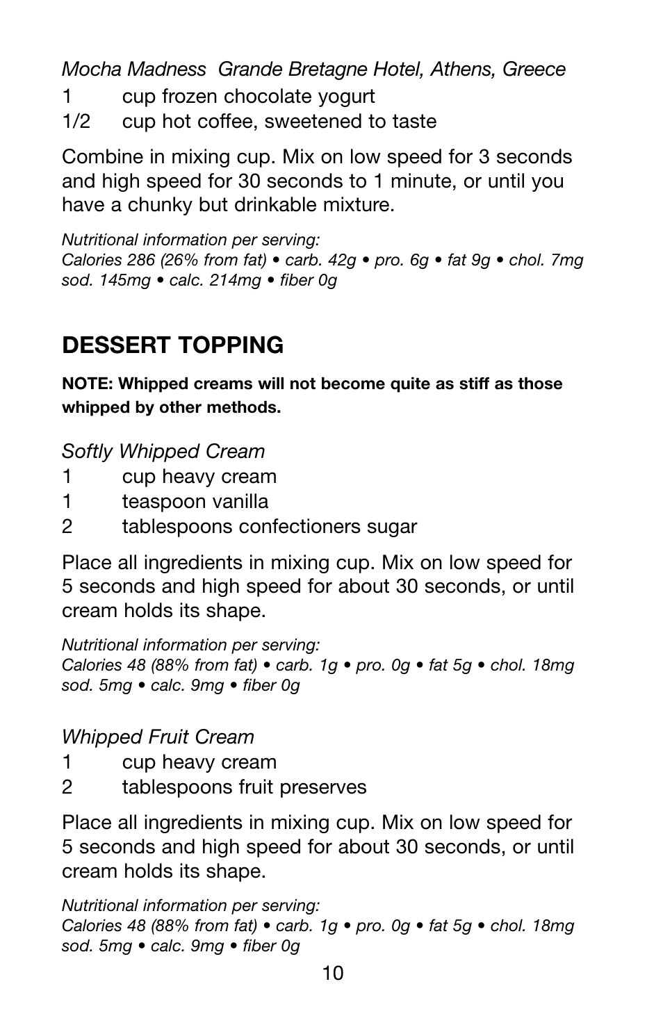 Dessert topping | Waring Pro PDM121 User Manual | Page 11 / 13