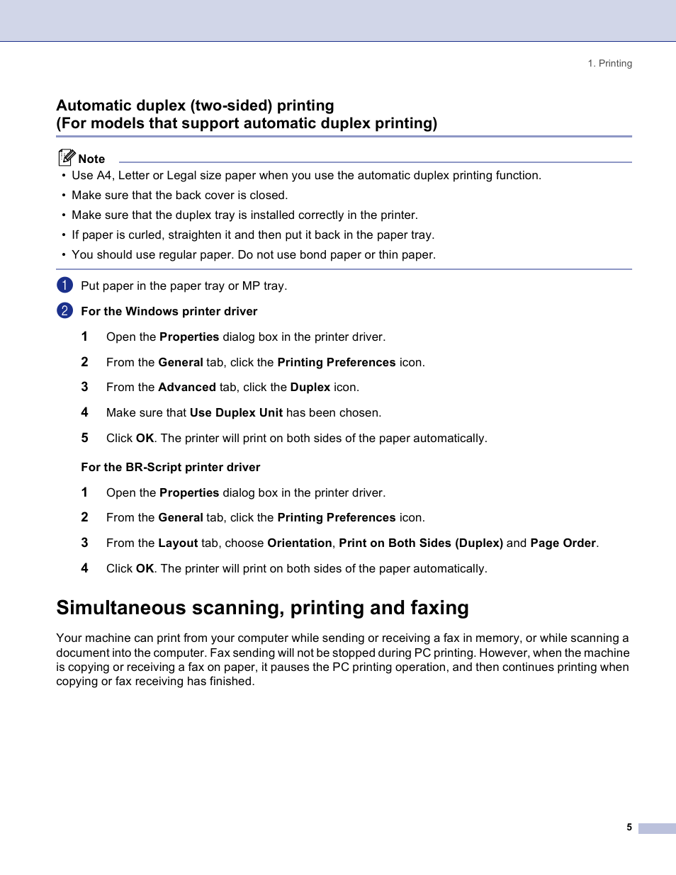Simultaneous scanning, printing and faxing | Brother DCP 8060 User Manual | Page 11 / 182