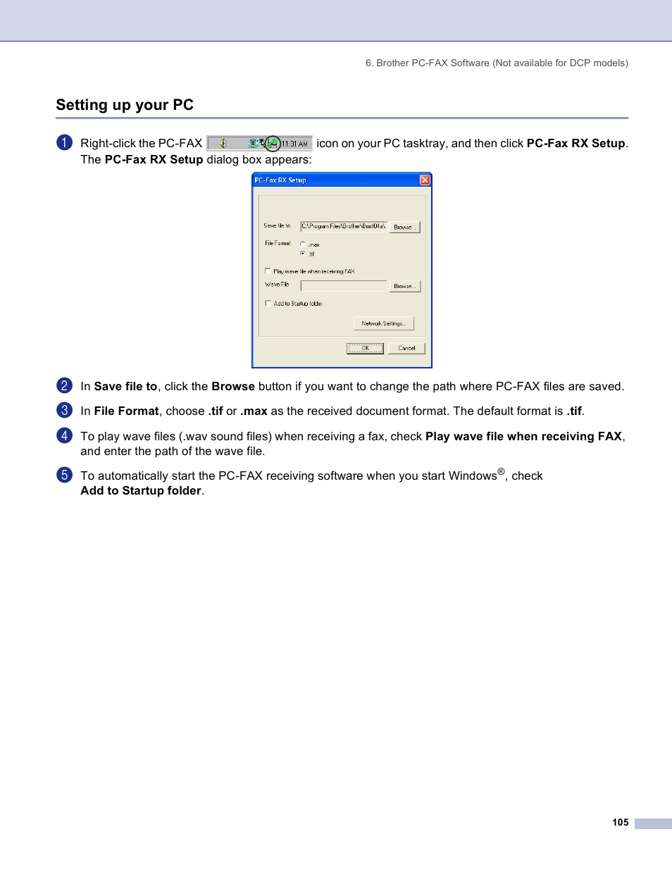 Setting up your pc | Brother DCP 8060 User Manual | Page 111 / 182