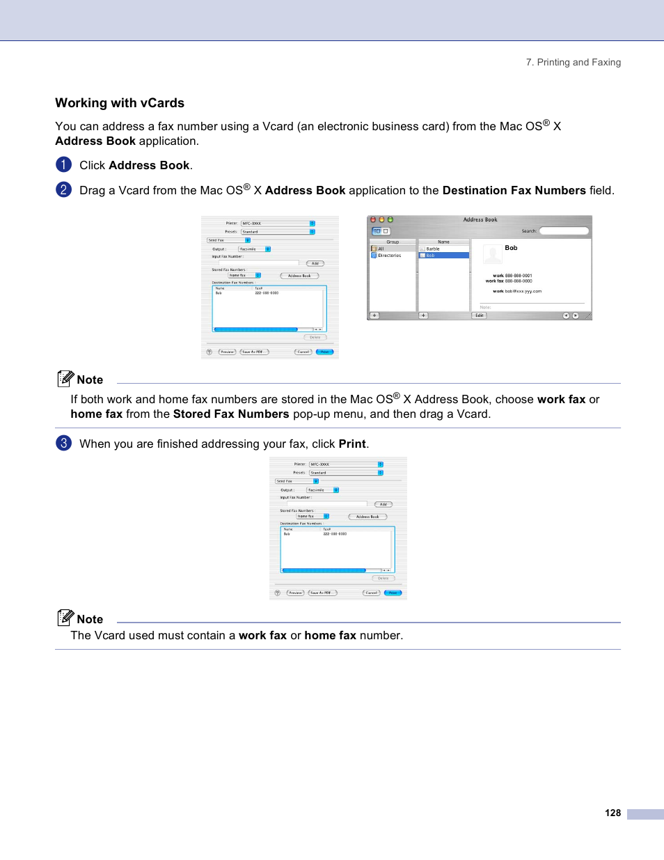 Working with vcards | Brother DCP 8060 User Manual | Page 134 / 182