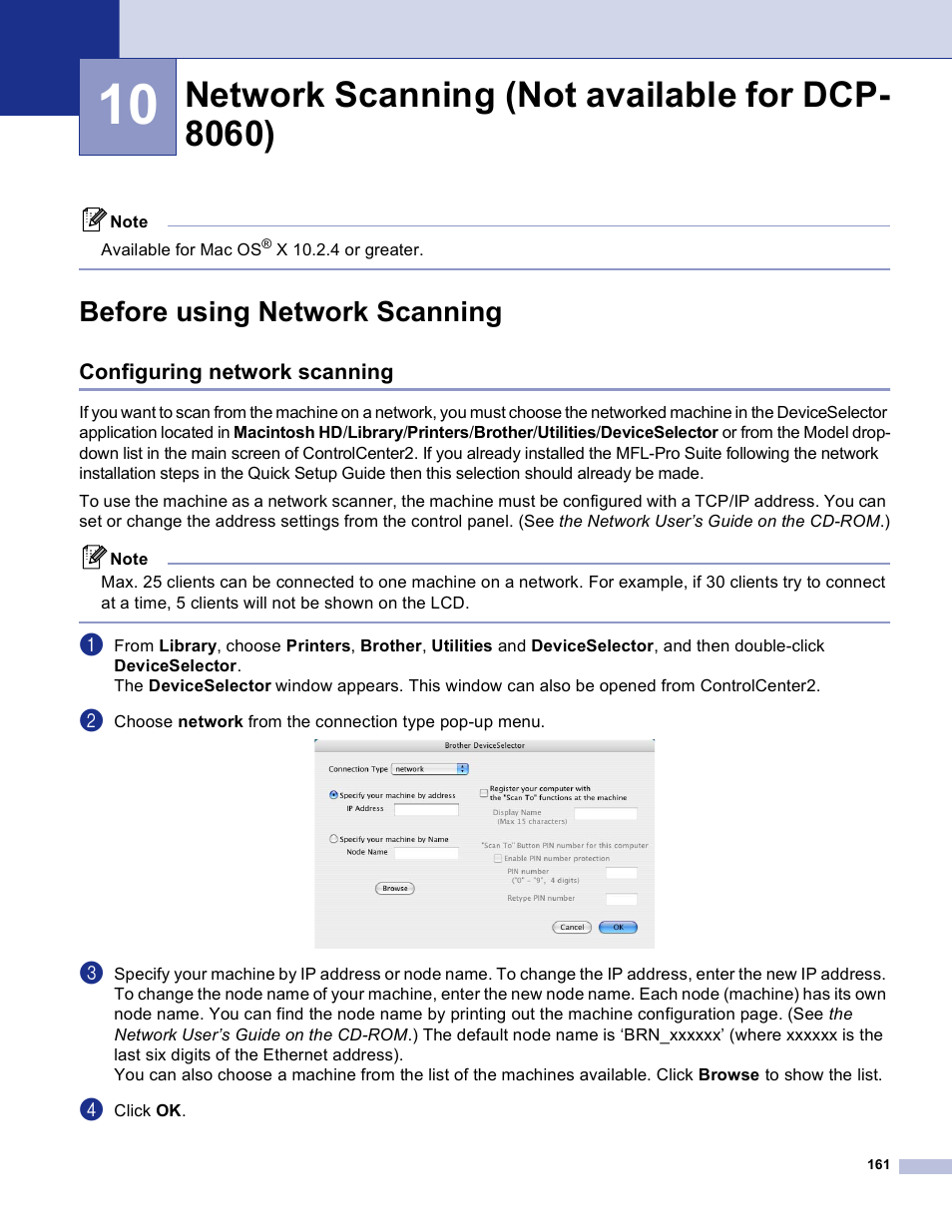 10 network scanning (not available for dcp- 8060), Before using network scanning, Configuring network scanning | Network scanning (not available for dcp-8060), Network scanning (not available for dcp- 8060) | Brother DCP 8060 User Manual | Page 167 / 182