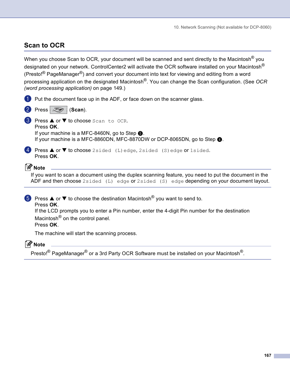 Scan to ocr | Brother DCP 8060 User Manual | Page 173 / 182