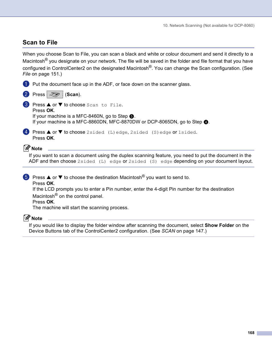 Scan to file | Brother DCP 8060 User Manual | Page 174 / 182