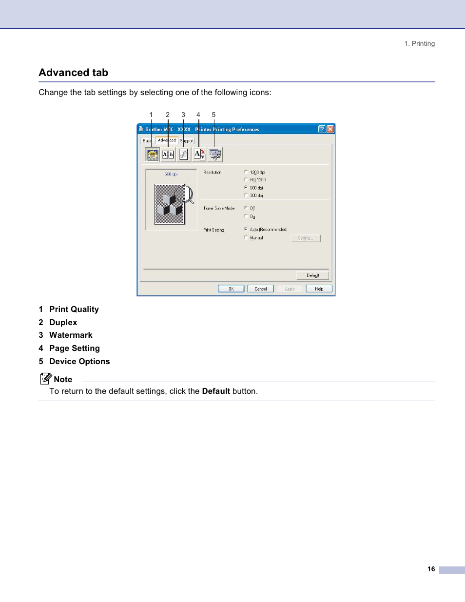 Advanced tab | Brother DCP 8060 User Manual | Page 22 / 182