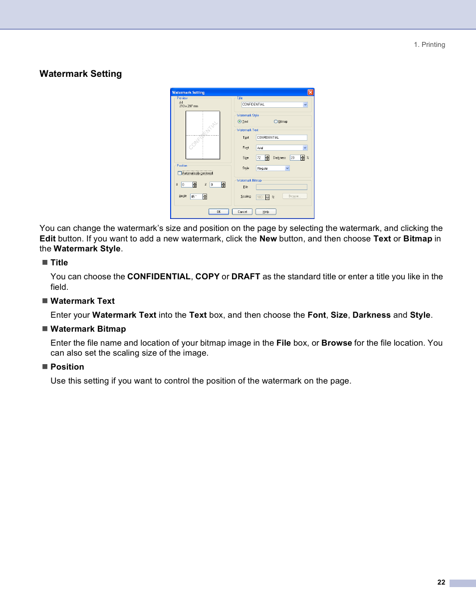 Watermark setting | Brother DCP 8060 User Manual | Page 28 / 182