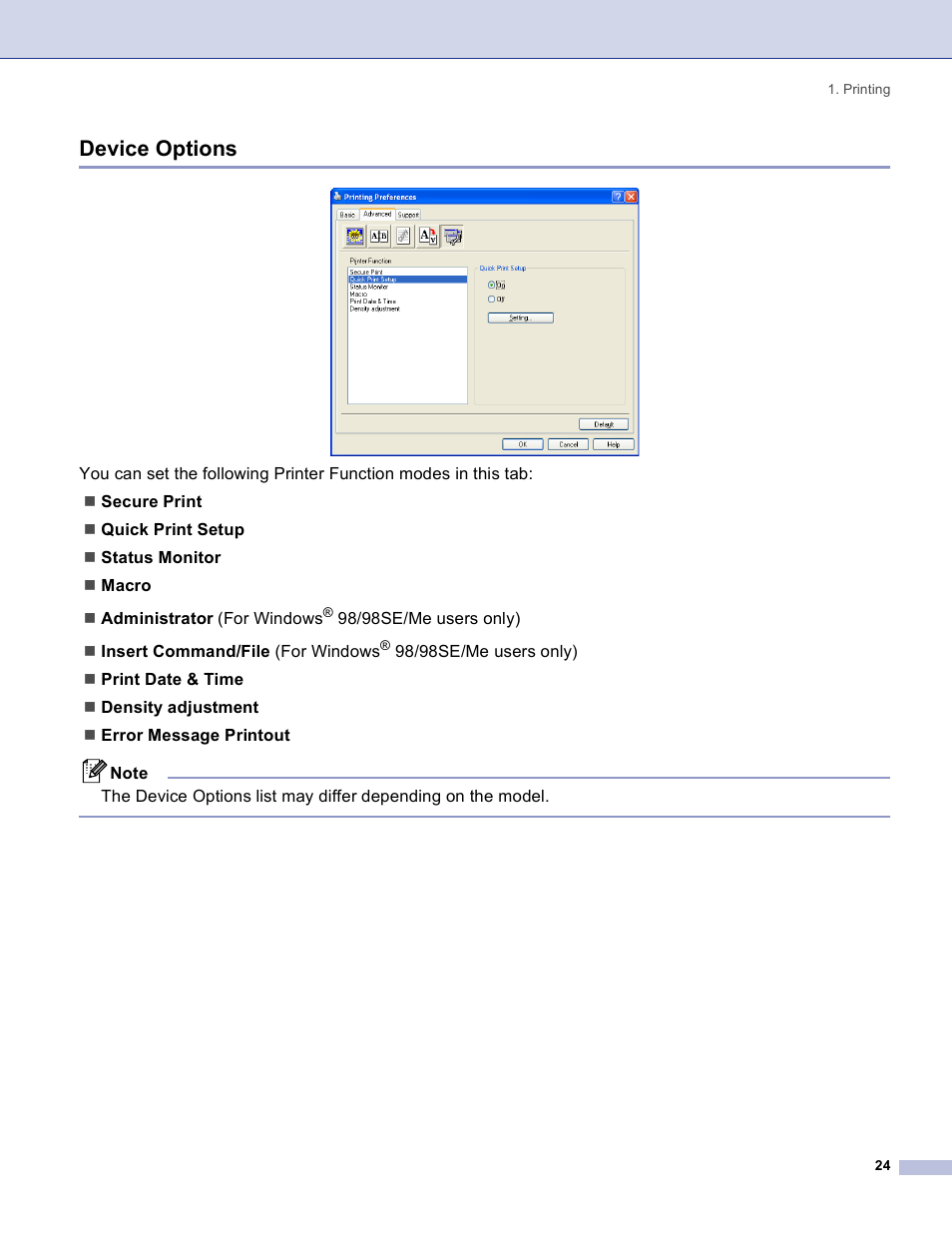 Device options | Brother DCP 8060 User Manual | Page 30 / 182
