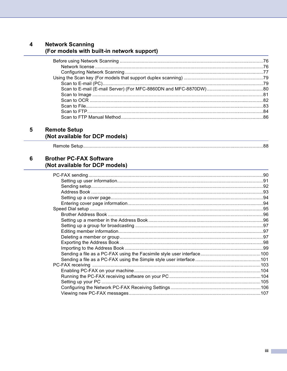 Brother DCP 8060 User Manual | Page 4 / 182