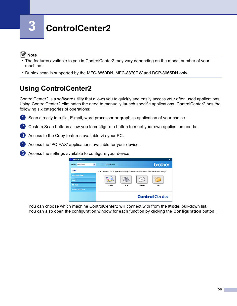 3 controlcenter2, Using controlcenter2, Controlcenter2 | Brother DCP 8060 User Manual | Page 62 / 182