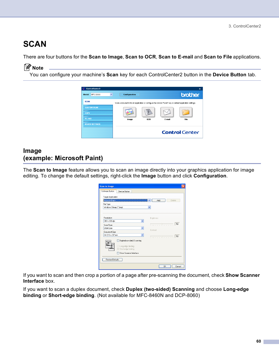 Scan, Image (example: microsoft paint) | Brother DCP 8060 User Manual | Page 66 / 182