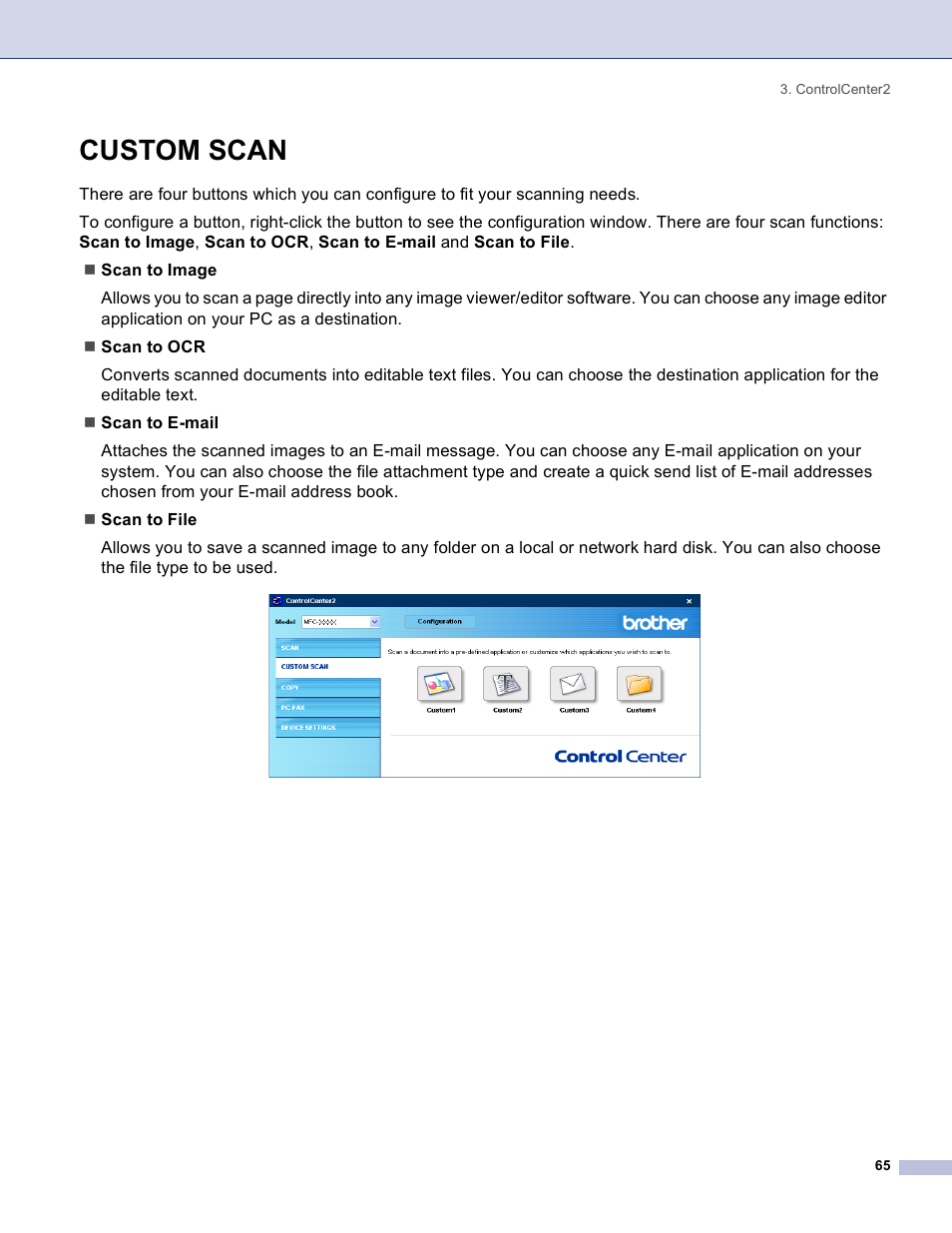 Custom scan | Brother DCP 8060 User Manual | Page 71 / 182