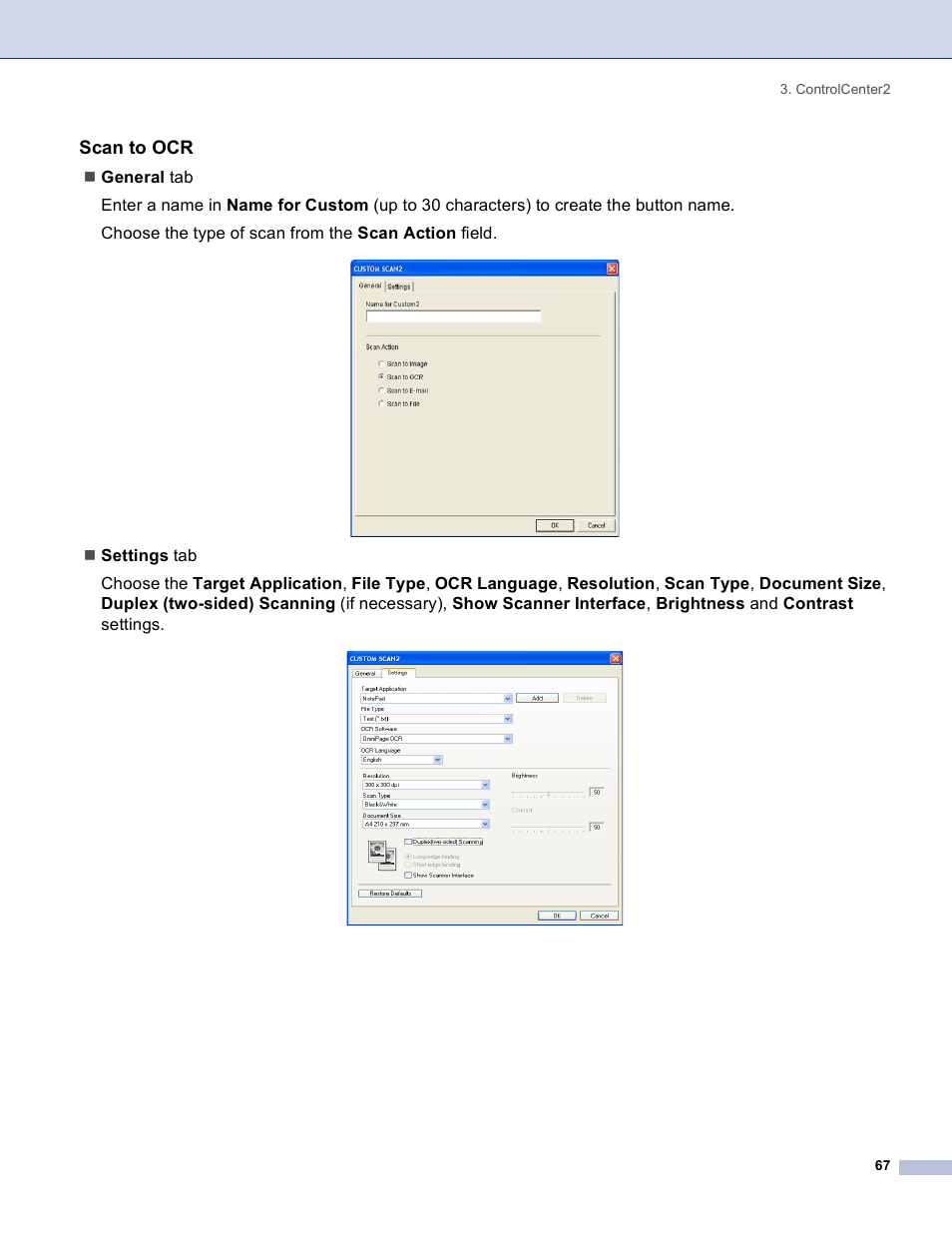 Scan to ocr | Brother DCP 8060 User Manual | Page 73 / 182